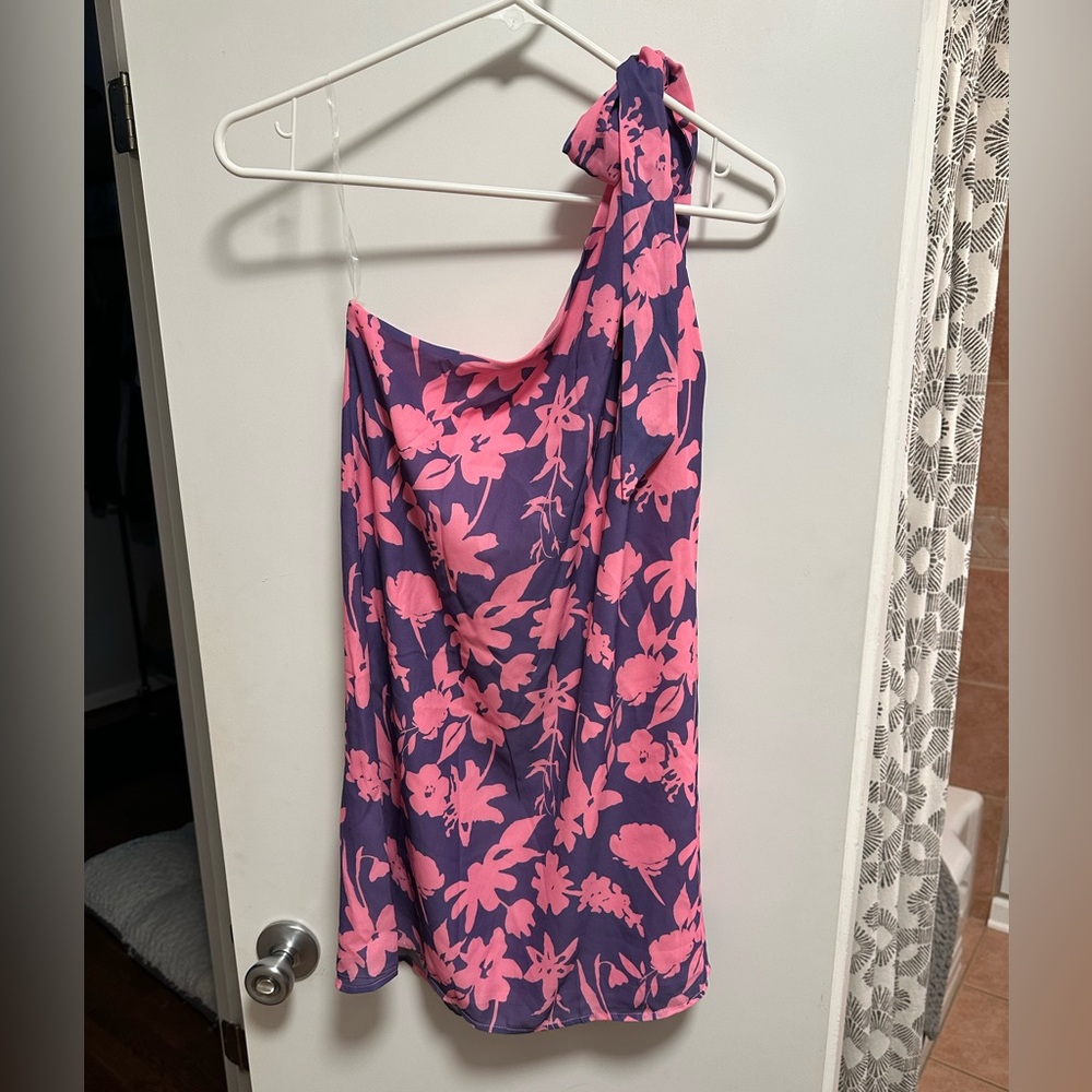 One shoulder floral dress